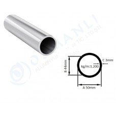 Alüminyum Boru Dış Çap 50mm  Et Kalınlık 3mm